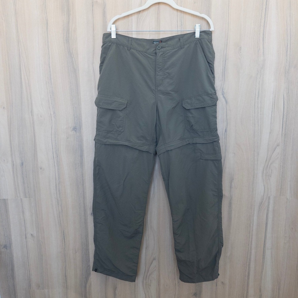 Royal Robbins Womens Convertible Cargo Pants Sz 12 Green Hiking Outdoor Gorpcore